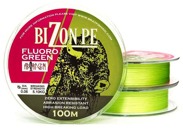 BIZON PE FLUORO GREEN 100 m 0.06 mm