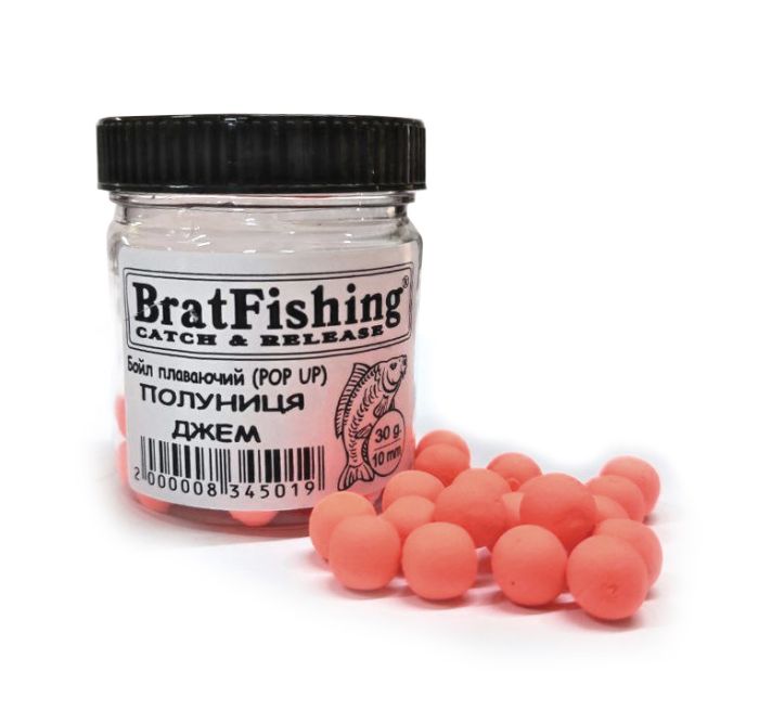 Бойл плаваючий (POP UP) Bratfishing ПОЛУНИЦЯ ДЖЕМ 10 мм, 30 г.