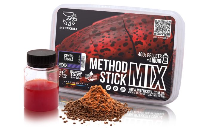 Interkrill, Пеллетс "METHOD/STICK MIX", 400 г. ( + Ліквід Криль - Слива, 50 г.)