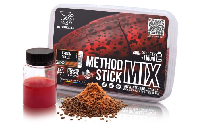 Interkrill, Пеллетс "METHOD/STICK MIX", 400 г. ( + Ліквід Криль - Спеції, 50 г.)