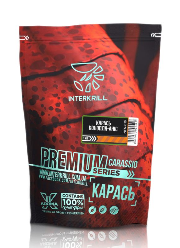 Interkrill, Прикормка Premium Карась - Конопля - Аніс, 1 кг.