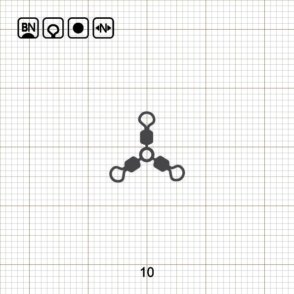 O - SHAPE THREE WAY ROLLING SWIVELS 10 BN / 10 шт.