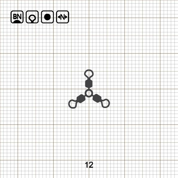 O - SHAPE THREE WAY ROLLING SWIVELS 12 BN / 10 шт.