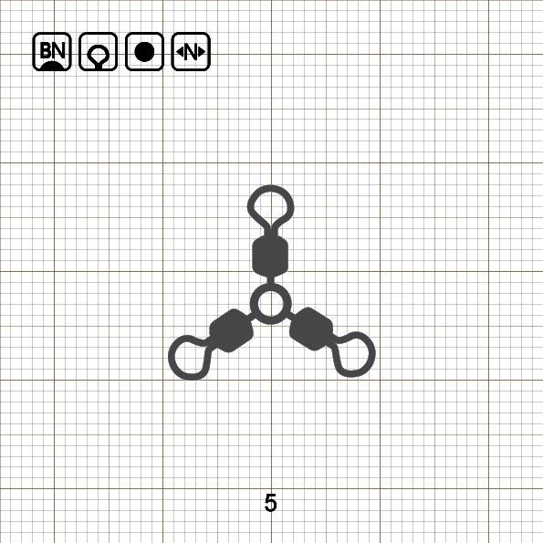 O - SHAPE THREE WAY ROLLING SWIVELS 5 BN / 10 шт.