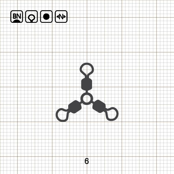 O - SHAPE THREE WAY ROLLING SWIVELS 6 BN / 10 шт.