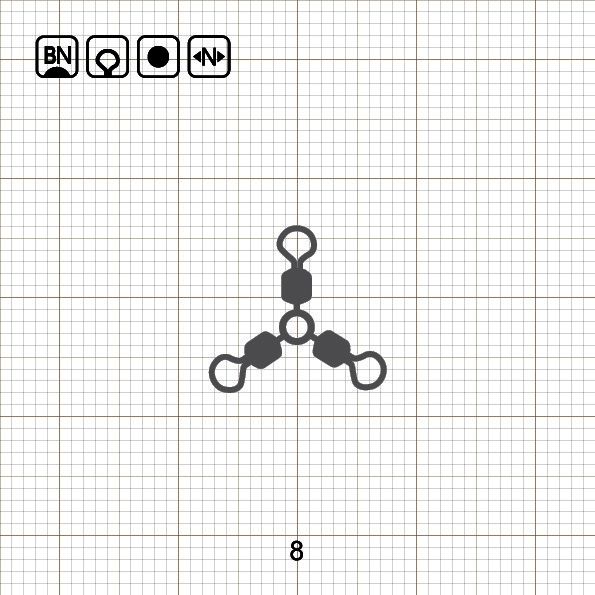 O - SHAPE THREE WAY ROLLING SWIVELS 8 BN / 10 шт.