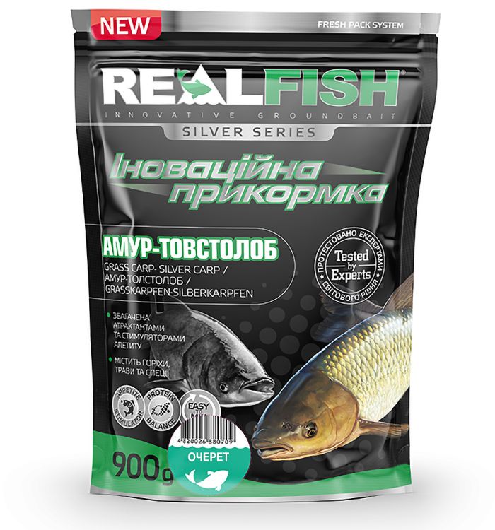 Прикорм RealFish Амур - Товстолоб (Очерет) 0,9 кг.