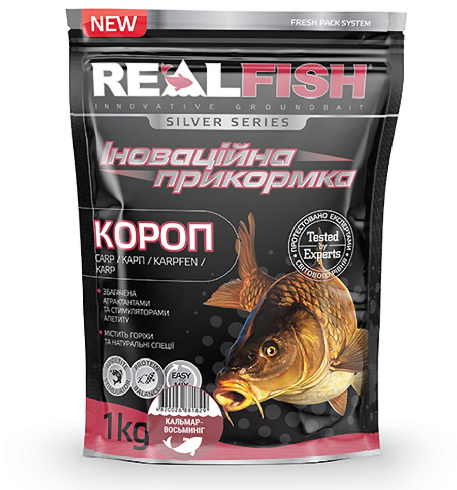 Прикорм RealFish Короп (Кальмар - восьминіг) 1 кг.