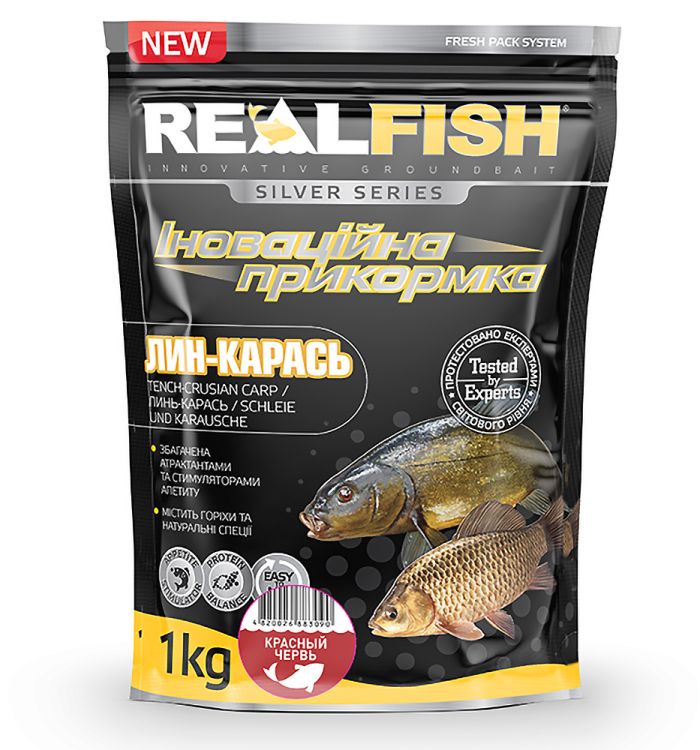 Прикорм RealFish Линь - Карась (Червоний черв'як) 1 кг.