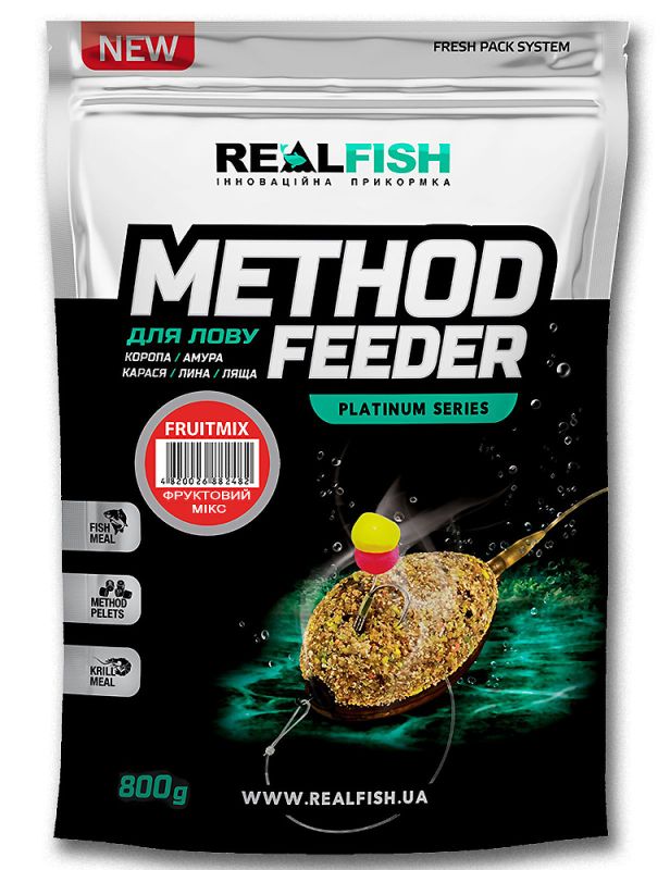 Прикорм RealFish Метод - Фідер (Фруктовий мікс) 0,8 кг.