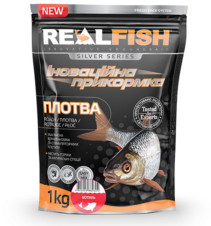 Прикорм RealFish Плотва (Мотиль) 1 кг.