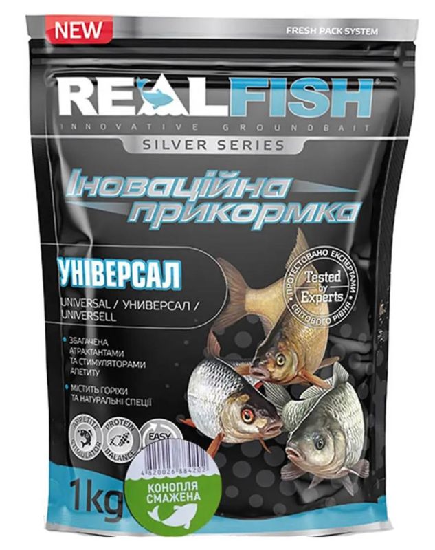 Прикорм "RealFish" Універсал (Смажена конопля) 1 кг.
