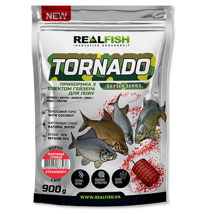 Прикормка RealFish Торнадо Короп (Полуниця - Суниця) 0,9 кг.