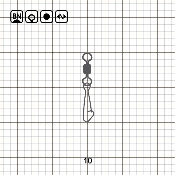 ROLLING SWIVEL WITH HOOKED SNAP 10 BN / 10 шт.