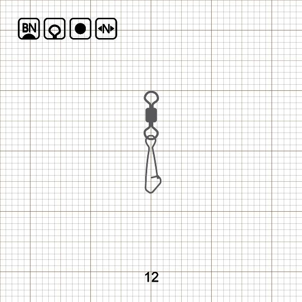 ROLLING SWIVEL WITH HOOKED SNAP 12 BN / 10 шт.