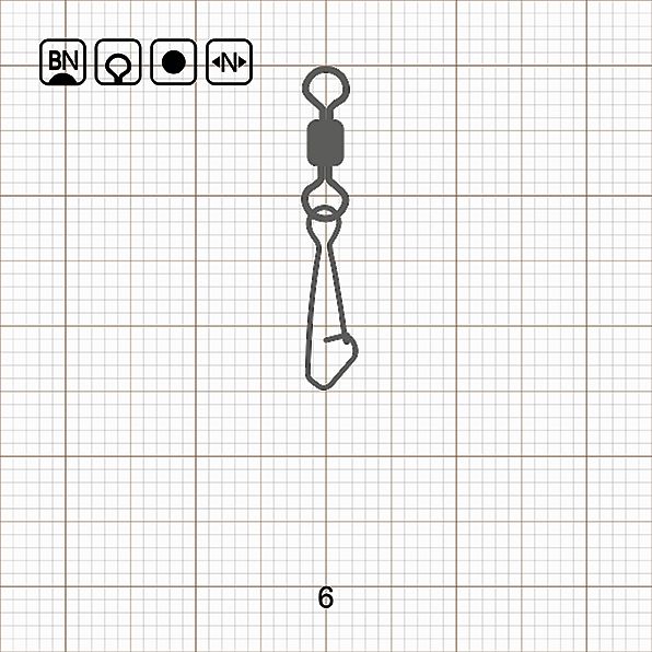 ROLLING SWIVEL WITH HOOKED SNAP 6 BN / 10 шт.