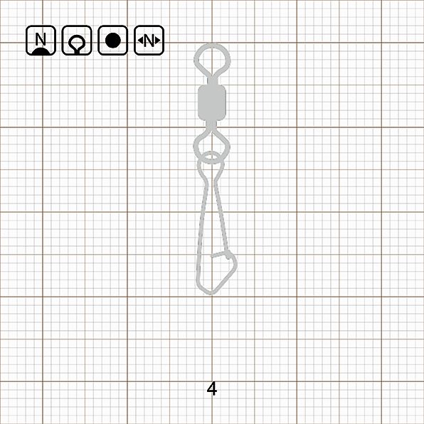ROLLING SWIVEL WITH HOOKED SNAP 4 N / 10 шт.