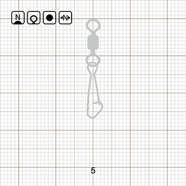 ROLLING SWIVEL WITH HOOKED SNAP 5 N / 10 шт.