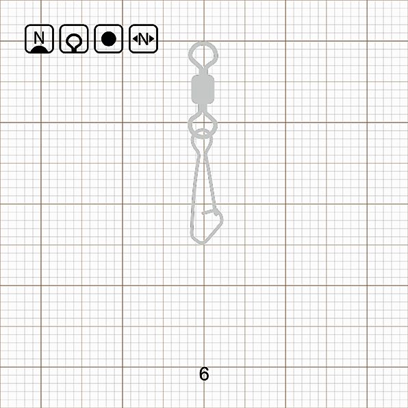 ROLLING SWIVEL WITH HOOKED SNAP 6 N / 10 шт.