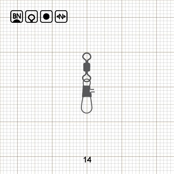 ROLLING SWIVEL WITH INTERLOCK SNAP 14 BN / 10 шт.
