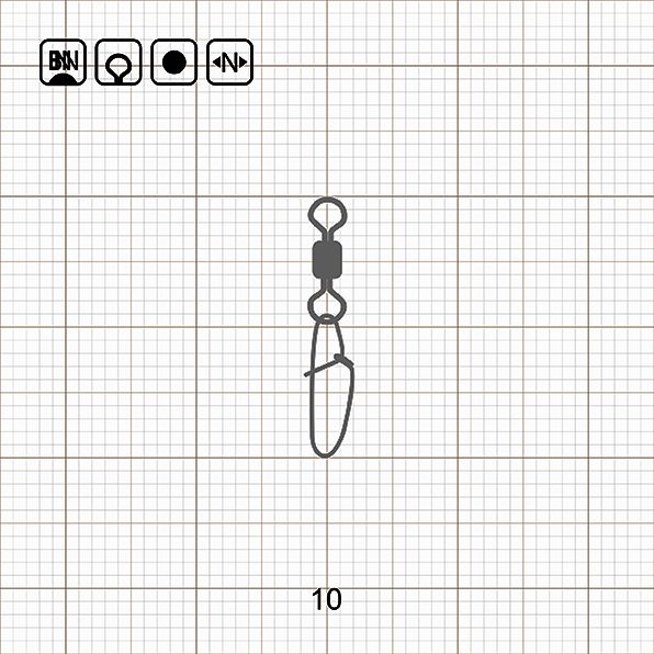 ROLLING SWIVEL WITH NEW HOOKED SNAP 10 BN / 10 шт.
