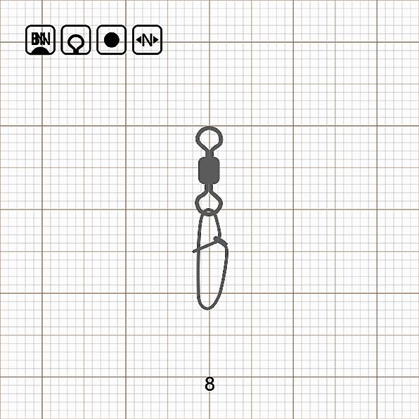 ROLLING SWIVEL WITH NEW HOOKED SNAP 8 BN / 10 шт.
