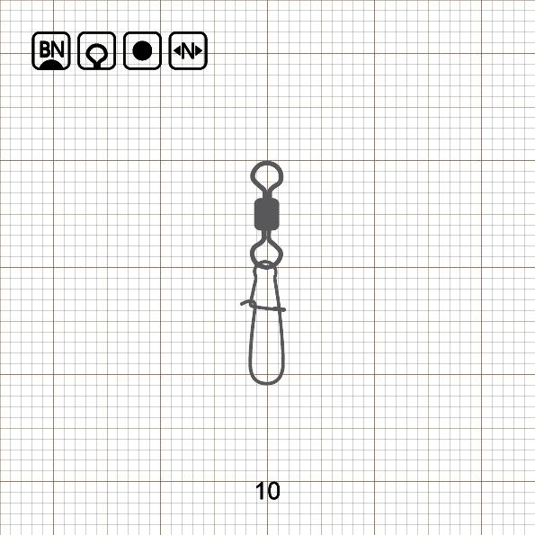 ROLLING SWIVEL WITH NICE SNAP 10 BN / 10 шт.