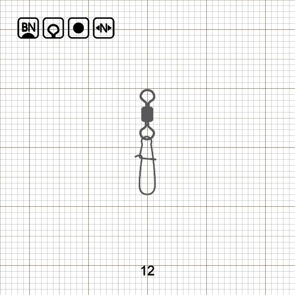 ROLLING SWIVEL WITH NICE SNAP 12 BN / 10 шт.