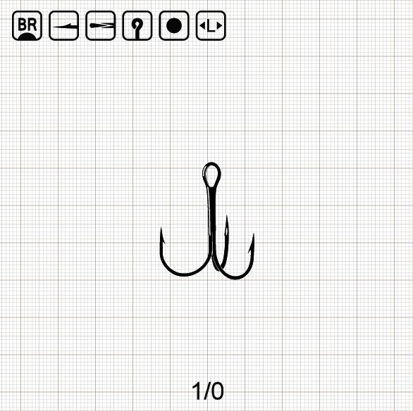 ROUND FINE WIRE TREBLE 1/0 BR / 100 шт.