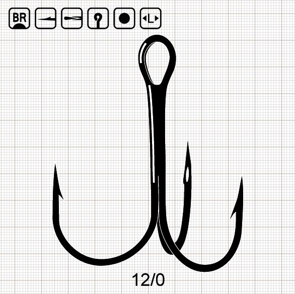 ROUND FINE WIRE TREBLE 12/0 BR / 25 шт.