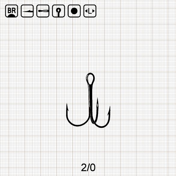 ROUND FINE WIRE TREBLE 2/0 BR / 100 шт.
